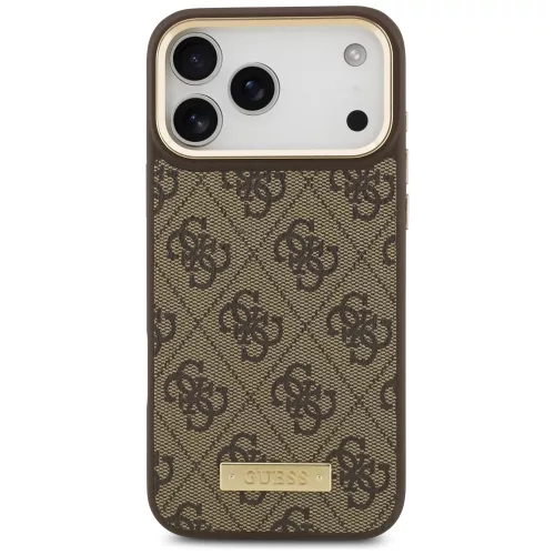 Guess - Keménytok 4G Logós Feliratos MagSafe (GUHMP17XU4GPRW) - iPhone 17 Pro Max - Barna