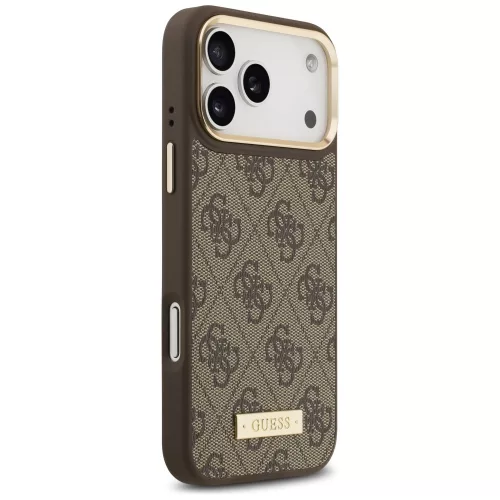 Guess - Keménytok 4G Logós Feliratos MagSafe (GUHMP17XU4GPRW) - iPhone 17 Pro Max - Barna