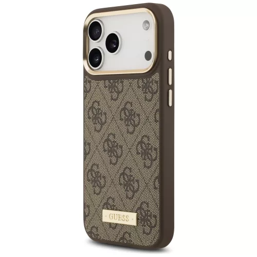 Guess - Keménytok 4G Logós Feliratos MagSafe (GUHMP17XU4GPRW) - iPhone 17 Pro Max - Barna
