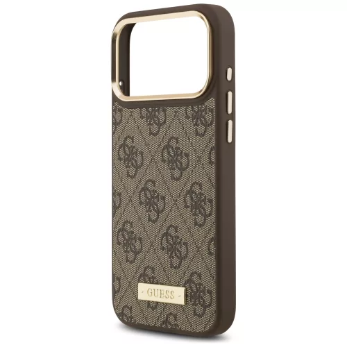 Guess - Keménytok 4G Logós Feliratos MagSafe (GUHMP17XU4GPRW) - iPhone 17 Pro Max - Barna