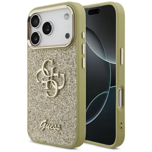 Guess - Rögzített Csillámos Nagy 4G Fémkerettel (GUHCP17LHG4SGCD) - iPhone 17 Pro - Arany