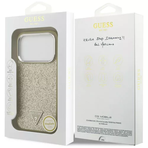 Guess - Glitter Triangle Logo MagSafe (GUHMP17LPFGTSCMD) - iPhone 17 Pro - Gold