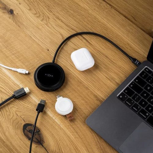 Fixed - MagHub 7in1 (FIXHU-M-BK) - USB-C to 2x USB-C, USB-A, HDMI, Micro-SD/SD Card Reader, Wireless MagSafe, PD100W, 4K, 5Gb/s - Black