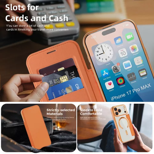 Techsuit - SmartMag Book Case - iPhone 17 Pro Max - Orange