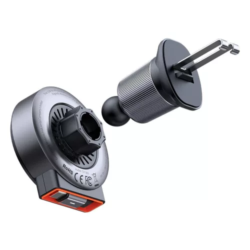Mcdodo - Autós tartó vezeték nélküli töltéssel (CH-3000) - Szellőzőrácsra, 15W, Dual Mágneses Coils, Built-in Visszahúzható kábel - Black