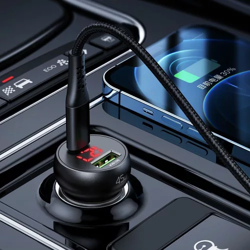 Mcdodo - Car Charger (CC-7030) - Dual Port, Fast Charging, 45W, Digital Display, Multiple Protections - Black