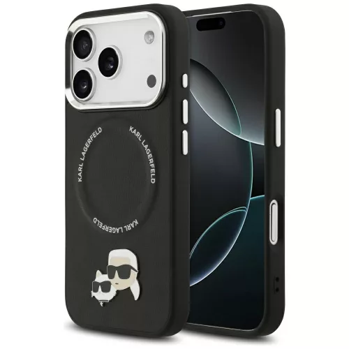 Karl Lagerfeld - Leather K&C Pins MagSafe (KLHMP17LPSMLRKCK) - iPhone 17 Pro - Black