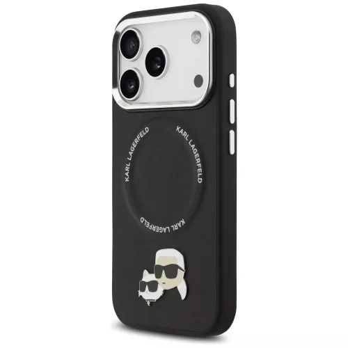 Karl Lagerfeld - Leather K&C Pins MagSafe (KLHMP17LPSMLRKCK) - iPhone 17 Pro - Black