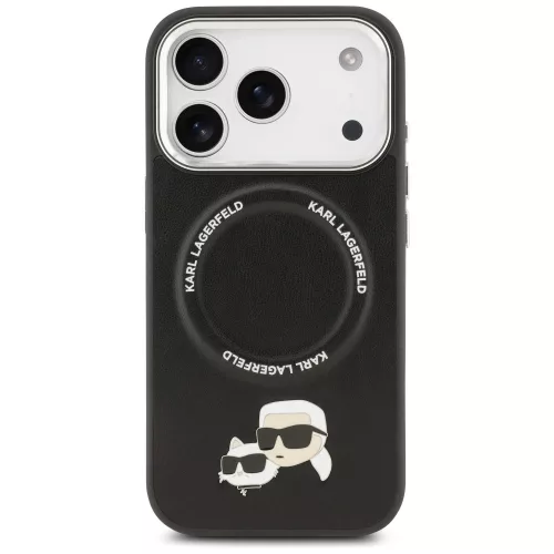 Karl Lagerfeld - Leather K&C Pins MagSafe (KLHMP17LPSMLRKCK) - iPhone 17 Pro - Black