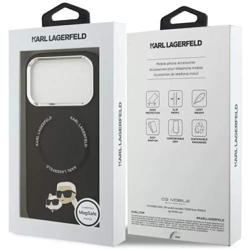 Karl Lagerfeld - Leather K&C Pins MagSafe (KLHMP17LPSMLRKCK) - iPhone 17 Pro - Black