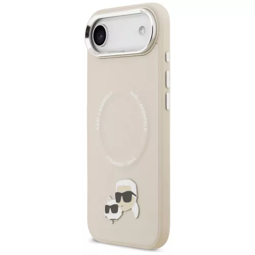 Karl Lagerfeld - Leather K&C Pins MagSafe (KLHMP17MPSMLRKCE) - iPhone 17 Air - Beige