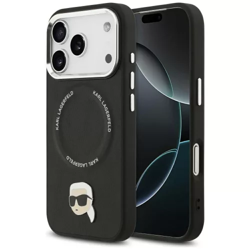 Karl Lagerfeld - Leather Karl Pin MagSafe (KLHMP17LPSMLRKLK) - iPhone 17 Pro - Black