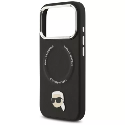 Karl Lagerfeld - Leather Karl Pin MagSafe (KLHMP17LPSMLRKLK) - iPhone 17 Pro - Black