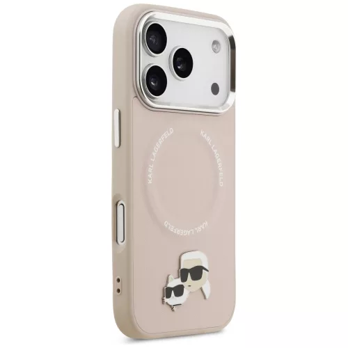 Karl Lagerfeld - Leather Karl & Choupette Pins MagSafe (KLHMP17LPSMLRKCP) - iPhone 17 Pro - Pink
