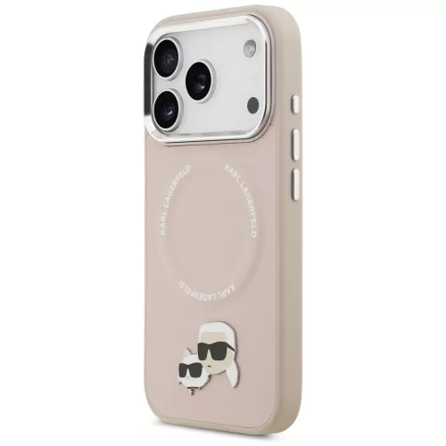 Karl Lagerfeld - Leather Karl & Choupette Pins MagSafe (KLHMP17LPSMLRKCP) - iPhone 17 Pro - Pink