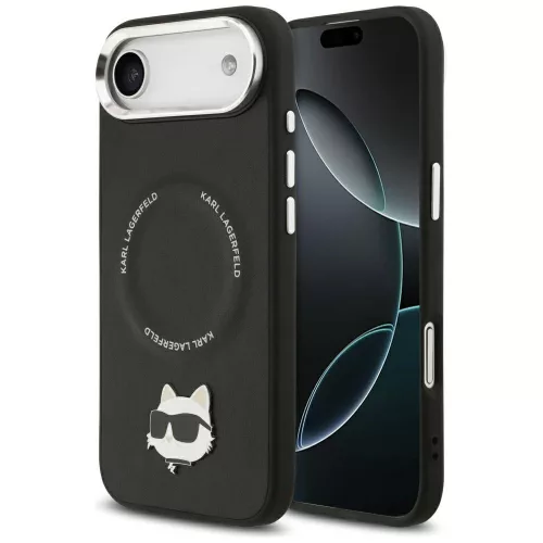 Karl Lagerfeld - Leather Choupette Pin MagSafe (KLHMP17MPSMLRCHK) - iPhone 17 Air - Black