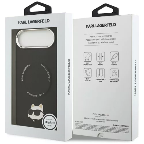 Karl Lagerfeld - Leather Choupette Pin MagSafe (KLHMP17MPSMLRCHK) - iPhone 17 Air - Black