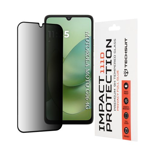 Techsuit - 111D Privacy betekintésgátló üvegfólia - Motorola Moto G06 / Moto G06 Power - Fekete