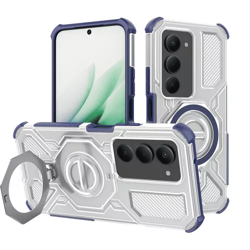 Techsuit - Carbon Shield PRO ütésálló tok - Xiaomi Redmi 15 4G / Redmi 15 5G - Kék átlátszó