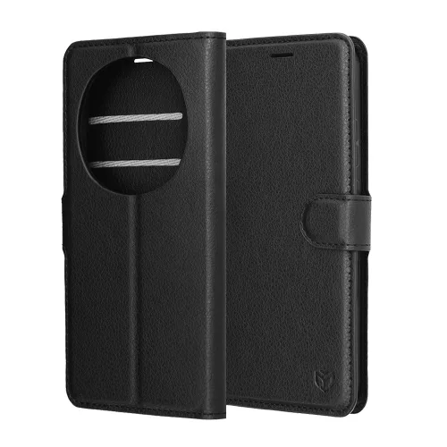 Techsuit - Leather Folio kinyitható tok - Honor Magic8 Pro - Fekete