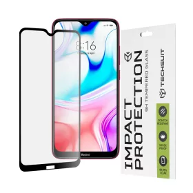   Techsuit - 111D Full Cover / Full Glue üvegfólia - Xiaomi Redmi 8 / Redmi 8A - Fekete széllel