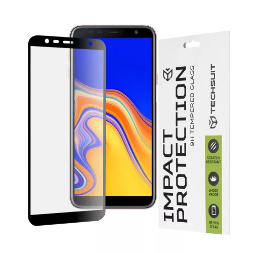 Techsuit - 111D Full Cover / Full Glue üvegfólia - Samsung Galaxy J4 Plus / J6 Plus - Fekete széllel