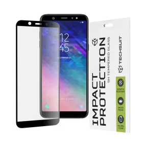   Techsuit - 111D Full Cover / Full Glue üvegfólia - Samsung Galaxy A6 Plus 2018 - Fekete széllel