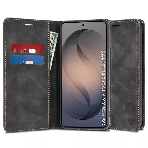 Techsuit - Confy Cover kinyitható tok - Samsung Galaxy S26 - Fekete