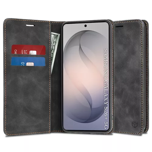 Techsuit - Confy Cover kinyitható tok - Samsung Galaxy S26 Plus - Fekete