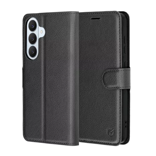 Techsuit - Leather Folio kinyitható tok - Samsung Galaxy S26 - Fekete