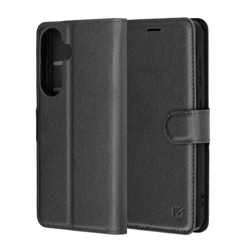 Techsuit - Leather Folio kinyitható tok - Samsung Galaxy S26 - Fekete