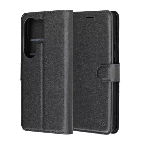 Techsuit - Leather Folio kinyitható tok - Samsung Galaxy S26 Ultra - Fekete