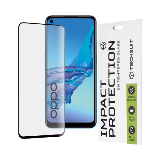 Techsuit - 111D Full Cover / Full Glue üvegfólia - Oppo A53 4G / A53s 4G - Fekete széllel