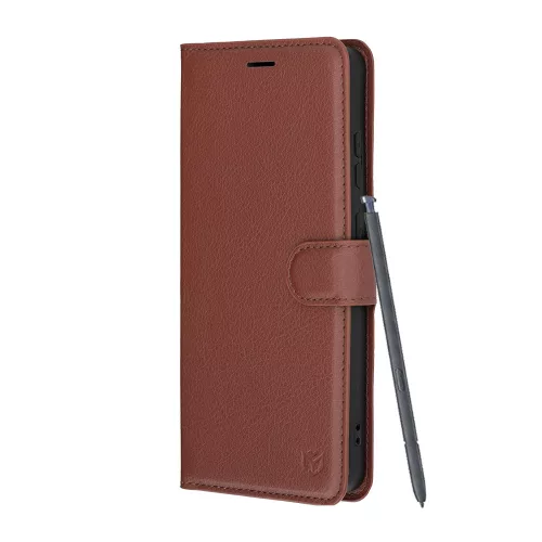 Techsuit - Leather Folio kinyitható tok - Samsung Galaxy S26 Ultra - Barna