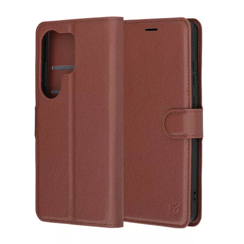 Techsuit - Leather Folio kinyitható tok - Samsung Galaxy S26 Ultra - Barna
