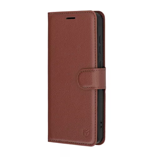 Techsuit - Leather Folio kinyitható tok - Samsung Galaxy S26 Plus - Barna