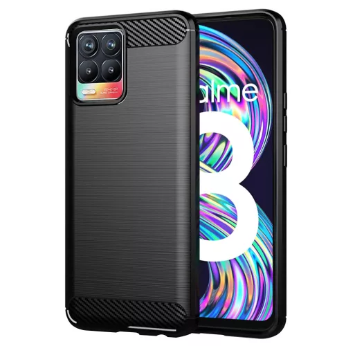 Techsuit - Carbon szilikon tok - Realme 8 4G / 8 Pro 4G - Fekete