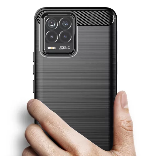 Techsuit - Carbon szilikon tok - Realme 8 4G / 8 Pro 4G - Fekete
