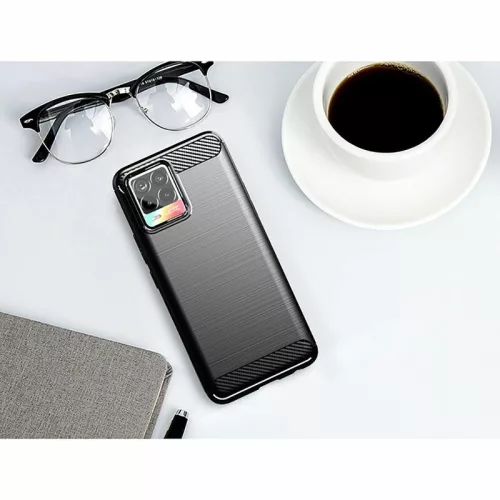 Techsuit - Carbon szilikon tok - Realme 8 4G / 8 Pro 4G - Fekete