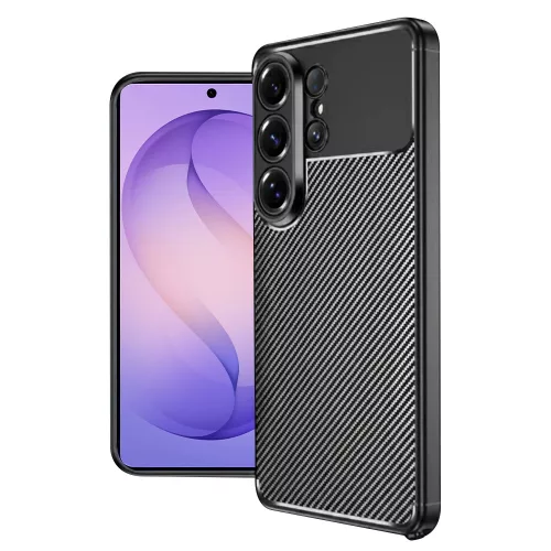 Techsuit - CarbonFiber szilikon tok - Samsung Galaxy S26 Ultra - Fekete