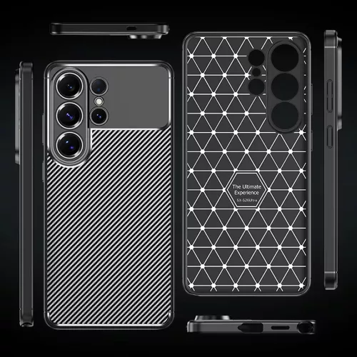 Techsuit - CarbonFiber szilikon tok - Samsung Galaxy S26 Ultra - Fekete