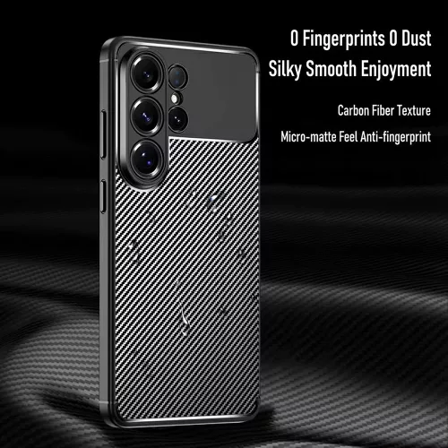 Techsuit - CarbonFiber szilikon tok - Samsung Galaxy S26 Ultra - Fekete