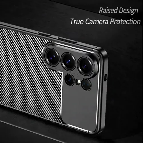 Techsuit - CarbonFiber szilikon tok - Samsung Galaxy S26 Ultra - Fekete