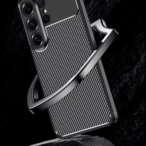 Techsuit - CarbonFiber szilikon tok - Samsung Galaxy S26 Ultra - Fekete
