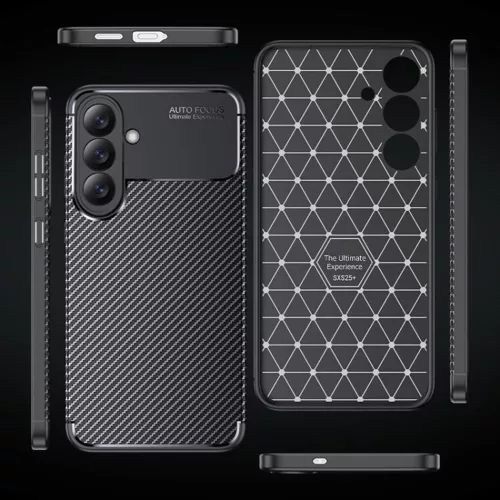 Techsuit - CarbonFiber szilikon tok - Samsung Galaxy S26 Plus - Fekete