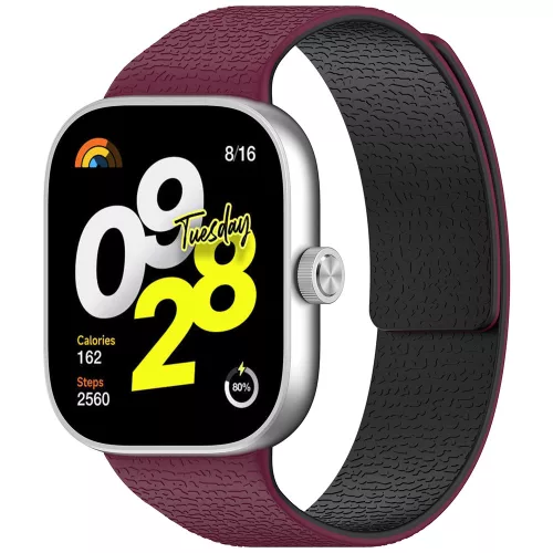 Techsuit - Watchband (W016) - Xiaomi Smart Band 10 Pro/9 Pro/8 Pro/Redmi Watch 4/Watch 5/Watch 6 - Wine Red / Black