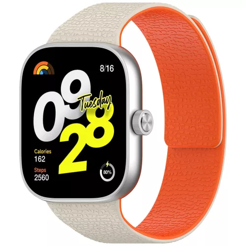 Techsuit - Watchband (W016) - Xiaomi Smart Band 10 Pro/9 Pro/8 Pro/Redmi Watch 4/Watch 5/Watch 6 -  Fehér/Narancssárga