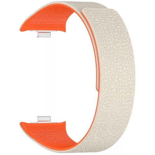 Techsuit - Watchband (W016) - Xiaomi Smart Band 10 Pro/9 Pro/8 Pro/Redmi Watch 4/Watch 5/Watch 6 -  Fehér/Narancssárga
