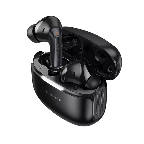 Borofone - Vezeték nélküli fülhallgató Peaceful (FQ9 Plus) - Bluetooth V5.4, ANC + ENC technológiák, 300mAh, Érintésvezérlés - Fekete