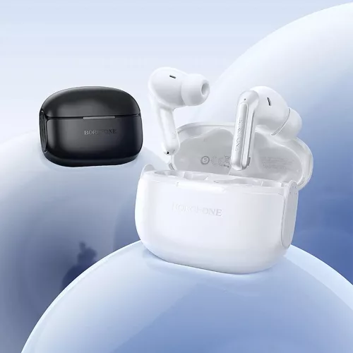 Borofone - Vezeték nélküli fülhallgató Peaceful (FQ9 Plus) - Bluetooth V5.4, ANC + ENC technológiák, 300mAh, Érintésvezérlés - Fekete